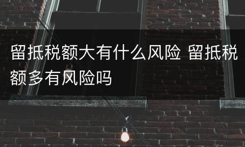 留抵税额大有什么风险 留抵税额多有风险吗