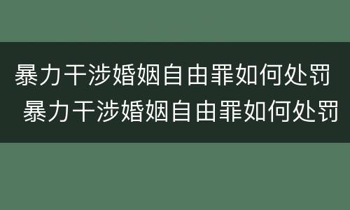 暴力干涉婚姻自由罪如何处罚 暴力干涉婚姻自由罪如何处罚对方