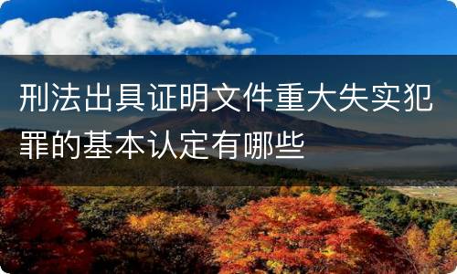 刑法出具证明文件重大失实犯罪的基本认定有哪些