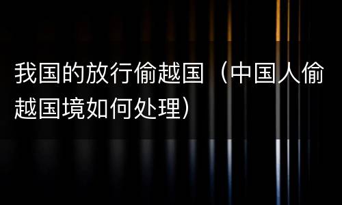 我国的放行偷越国（中国人偷越国境如何处理）