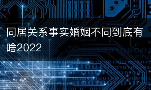 同居关系事实婚姻不同到底有啥2022