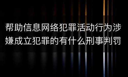 帮助信息网络犯罪活动行为涉嫌成立犯罪的有什么刑事判罚