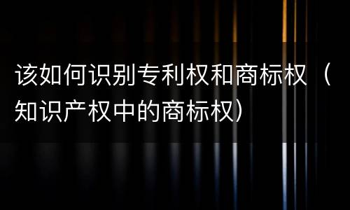 该如何识别专利权和商标权（知识产权中的商标权）