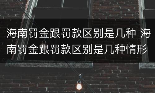 海南罚金跟罚款区别是几种 海南罚金跟罚款区别是几种情形
