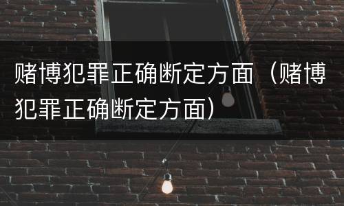 赌博犯罪正确断定方面（赌博犯罪正确断定方面）