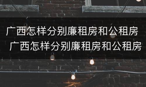广西怎样分别廉租房和公租房 广西怎样分别廉租房和公租房呢