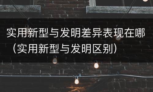 实用新型与发明差异表现在哪（实用新型与发明区别）