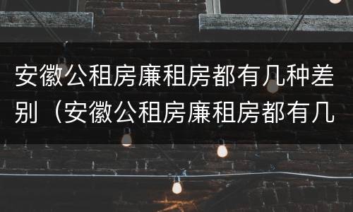 安徽公租房廉租房都有几种差别（安徽公租房廉租房都有几种差别吗）