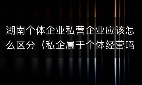 湖南个体企业私营企业应该怎么区分（私企属于个体经营吗）