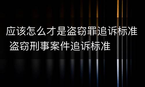 应该怎么才是盗窃罪追诉标准 盗窃刑事案件追诉标准