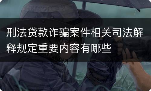 刑法贷款诈骗案件相关司法解释规定重要内容有哪些
