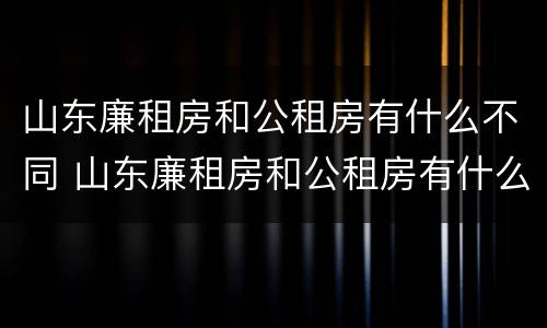 山东廉租房和公租房有什么不同 山东廉租房和公租房有什么不同吗
