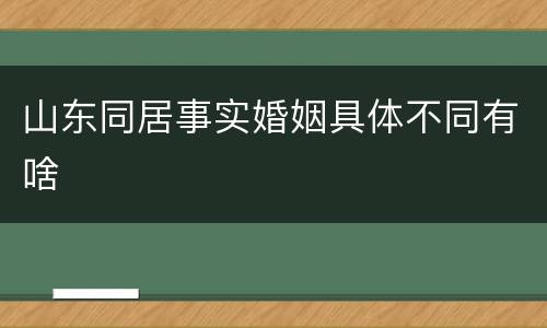 山东同居事实婚姻具体不同有啥