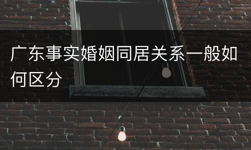 广东事实婚姻同居关系一般如何区分