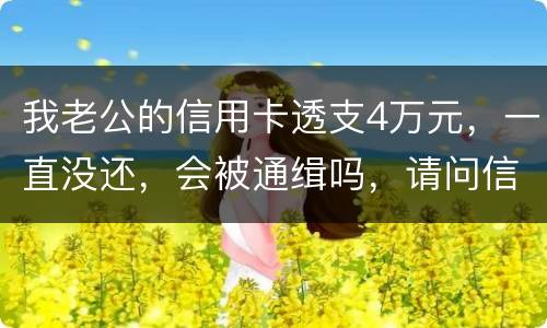 我老公的信用卡透支4万元，一直没还，会被通缉吗，请问信用卡欠款会被网上通缉吗