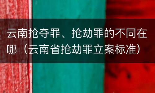 云南抢夺罪、抢劫罪的不同在哪（云南省抢劫罪立案标准）