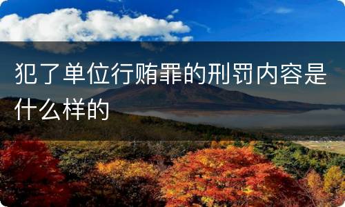 犯了单位行贿罪的刑罚内容是什么样的