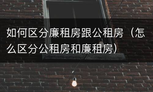 如何区分廉租房跟公租房（怎么区分公租房和廉租房）