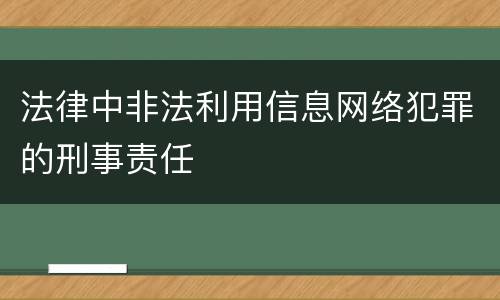 法律中非法利用信息网络犯罪的刑事责任
