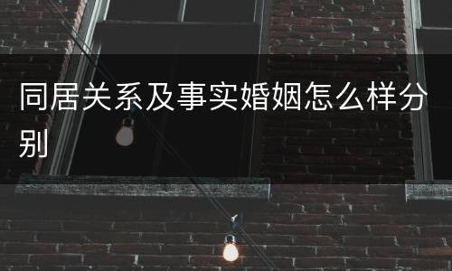 同居关系及事实婚姻怎么样分别