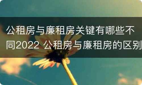 公租房与廉租房关键有哪些不同2022 公租房与廉租房的区别都在此,别再搞错了!