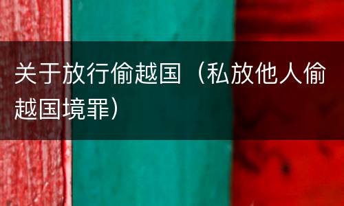 关于放行偷越国（私放他人偷越国境罪）