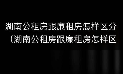 湖南公租房跟廉租房怎样区分（湖南公租房跟廉租房怎样区分的）