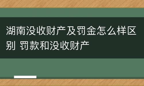 湖南没收财产及罚金怎么样区别 罚款和没收财产