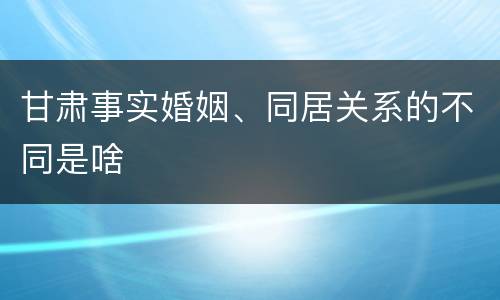 甘肃事实婚姻、同居关系的不同是啥