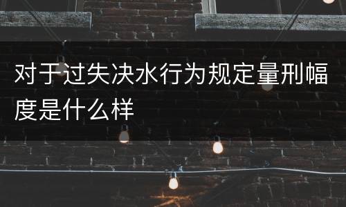 对于过失决水行为规定量刑幅度是什么样
