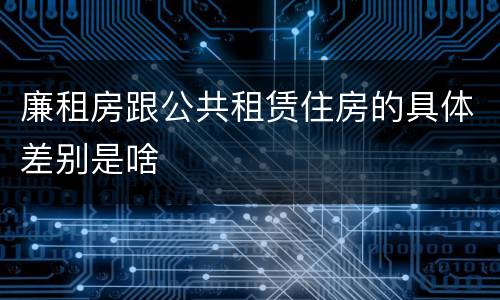 廉租房跟公共租赁住房的具体差别是啥