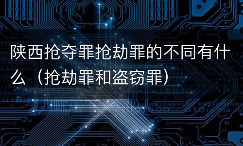 陕西抢夺罪抢劫罪的不同有什么（抢劫罪和盗窃罪）