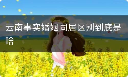 云南事实婚姻同居区别到底是啥