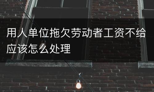 用人单位拖欠劳动者工资不给应该怎么处理