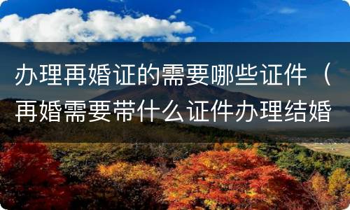 办理再婚证的需要哪些证件（再婚需要带什么证件办理结婚证）