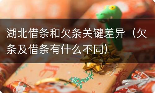 湖北借条和欠条关键差异（欠条及借条有什么不同）