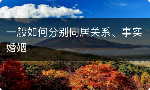 一般如何分别同居关系、事实婚姻