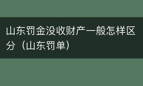 山东罚金没收财产一般怎样区分（山东罚单）
