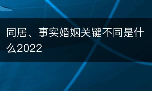 同居、事实婚姻关键不同是什么2022