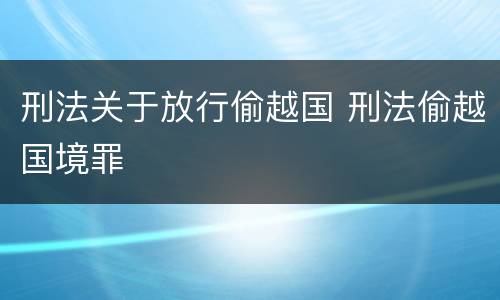 刑法关于放行偷越国 刑法偷越国境罪