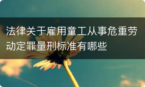法律关于雇用童工从事危重劳动定罪量刑标准有哪些