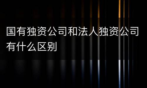 国有独资公司和法人独资公司有什么区别