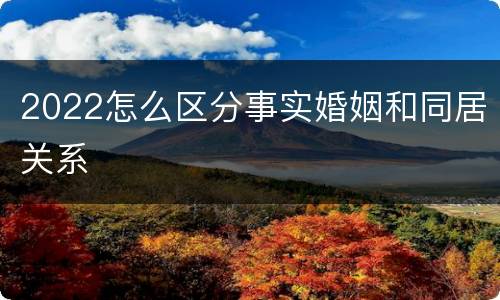 2022怎么区分事实婚姻和同居关系