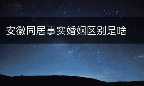 安徽同居事实婚姻区别是啥
