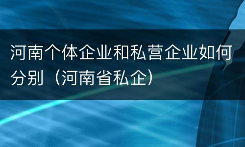 河南个体企业和私营企业如何分别（河南省私企）