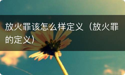 放火罪该怎么样定义（放火罪的定义）