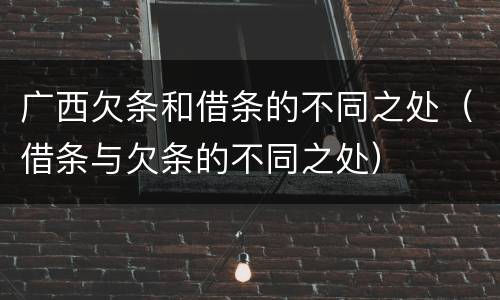 广西欠条和借条的不同之处（借条与欠条的不同之处）