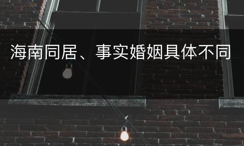 海南同居、事实婚姻具体不同