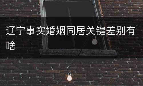 辽宁事实婚姻同居关键差别有啥