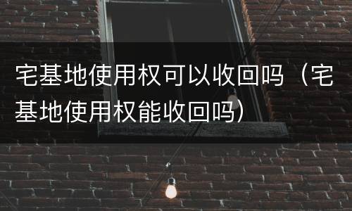 宅基地使用权可以收回吗（宅基地使用权能收回吗）
